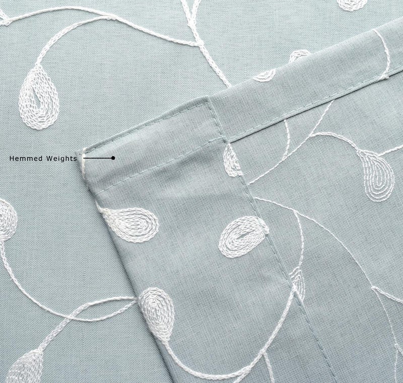 MIUCO Floral Embroidery Semi Sheer Curtains Faux Linen Grommet Curtains for Living Room 52 x 84 Inch 2 Panels Set, Sea Foam - Image 5